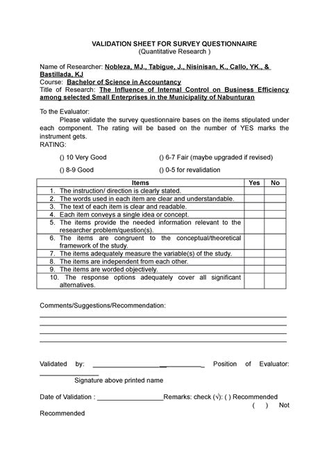 validation of questionnaire pdf